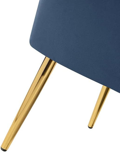 Velvet Upholstered Loveseat Sofa with Gold Metal Legs, Modern Comfy Small Love Seat with Flower Shaped Back, 2-Seater Sofa Accent Couch for Living Bedroom Leisure Areas, Slate Blue