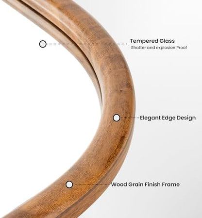 20"x30" Arch Wall Mirror Bathroom Mirror for Wall Mounted, Tempered Glass, Wood Grain Finish Frame Wall Mirror Decorative for Living Room Bedroom Entryway, Natural