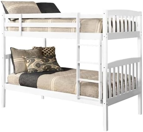 Kodiak Furniture Claire Twin Over Twin Wood Bunk Bed in White-Mattresses Not Included