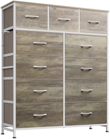WLIVE Tall Dresser for Bedroom, 11 Drawer Chest of Drawers, Greige