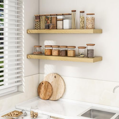 RICHFOCUS Long Floating Shelves for Wall 1Pack, Oak, 40" Lx8 D