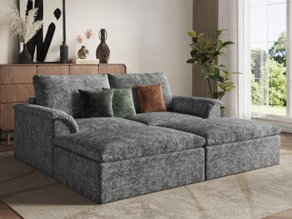 EASE MOOSE Boneless Sectional Couches, Oversized Sofa Bed for Living Room