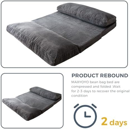 MAXYOYO Folding Sofa Bed, Convertible Chair Couch, Floor Bean Bag Sofa
