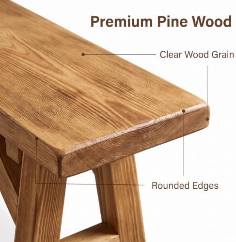 55.2in Wooden Bench for Entryway Dining, Rustic
