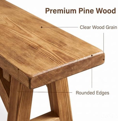 55.2in Wooden Bench for Entryway Dining, Rustic