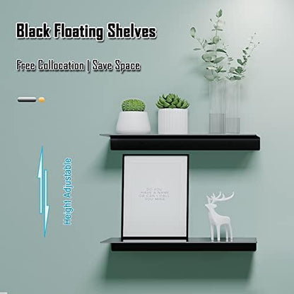 Adhesive Shelves for Wall, Metal Floating Shelf 2 Pack, 15.7x4.9IN