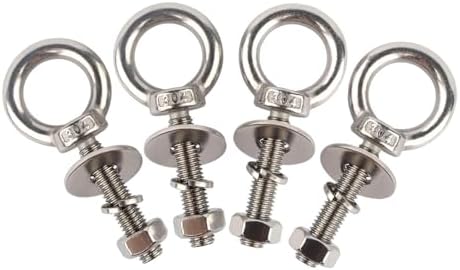 1/2" x 1-1/5" Stainless Steel Eye Bolts with Nut Washer, M12X30mm Eyebolts for Swing Chair, Hammock At Garden and Balcony Hanging String Lights