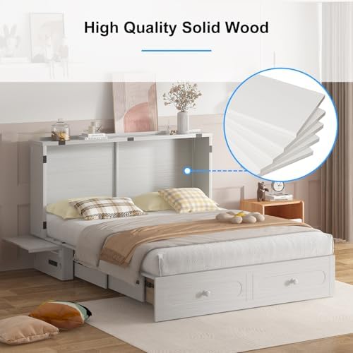 PUREMIND 2-in-1 Multi-Functional Queen Murphy Cabinet Bed with Mattress