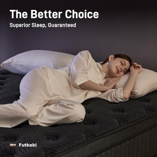Full Mattress 12 Inch, Medium Firm Hybrid Mattress in a Box with Memory Foam & Pocket Coils, Cooling Breathable Cover, Low Motion Transfer, Reinforced Edge Support, Dark Gray