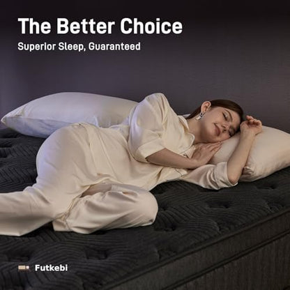 Full Mattress 14 Inch, Medium Firm Hybrid Mattress in a Box with Memory Foam & Pocket Coils, Cooling Breathable Cover, Low Motion Transfer, Reinforced Edge Support, Dark Gray