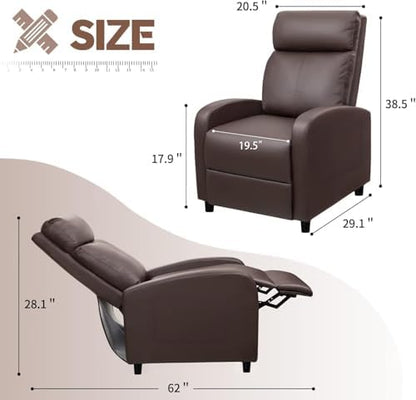 Furniwell Massage Recliner Chair for Living Room PU Leather Reclining Chair