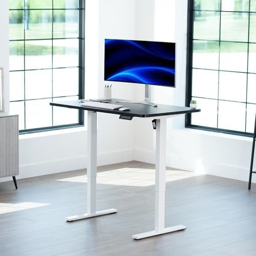 VIVO Electric Standing Desk, Solid 1-Piece 48" x 30" Black Top