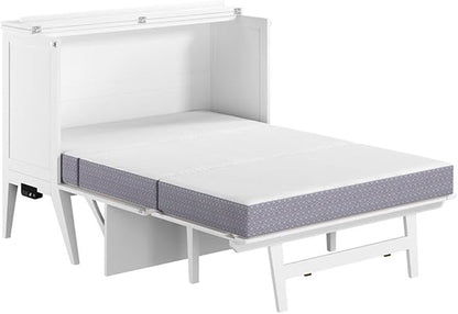 AFI, Northampton Full Size Murphy Bed Desk with Memory Foam 6" Mattress and Built-in USB Charger, White
