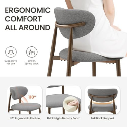 MALOL Upholstered Bar Stools Set of 2, Light Grey