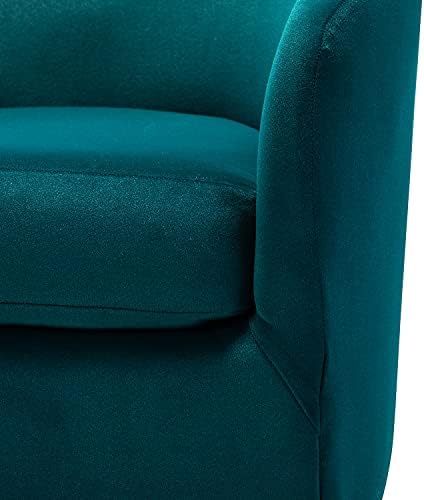 HULALA HOME Swivel Accent Chair with Gold Metal Base, Contemporary Velvet Curved Swivel Barrel Chair, Upholstered Club Armchair, Leisure Single Sofa for Living Room, Nursery, Bedroom(Teal)