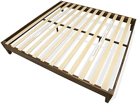 East West Furniture NVP-22-K King Size Platform Bed Frame with 4 Hardwood Legs and 2 Extra Center Legs - Walnut Finish