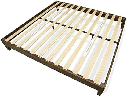 East West Furniture NVP-22-K King Size Platform Bed Frame with 4 Hardwood Legs and 2 Extra Center Legs - Walnut Finish