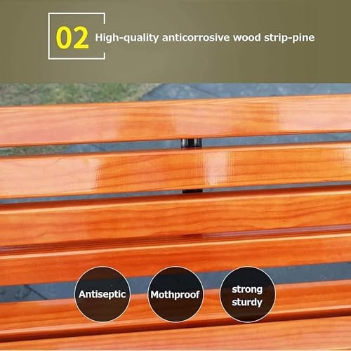 Garden Bench Outdoor Patio Park Bench Front Porch Furniture Terrace Bench Leisure Backrest Chair(150CM)