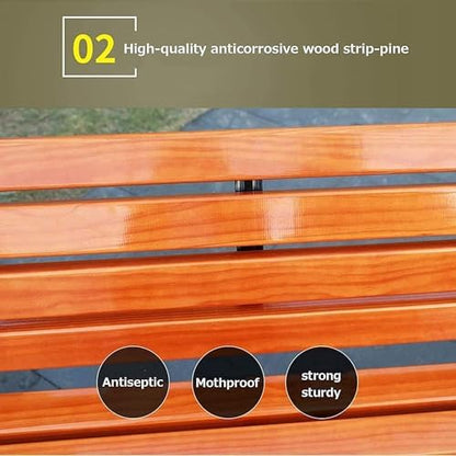 Garden Bench Outdoor Patio Park Bench Front Porch Furniture Terrace Bench Leisure Backrest Chair(150CM)