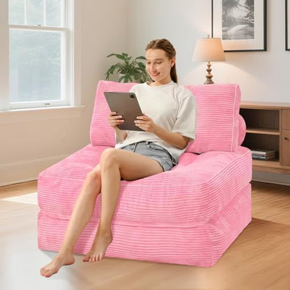 Folding Sofa Bed,Convertible Sleeper Chair Bed w/2-Pillow & Handle