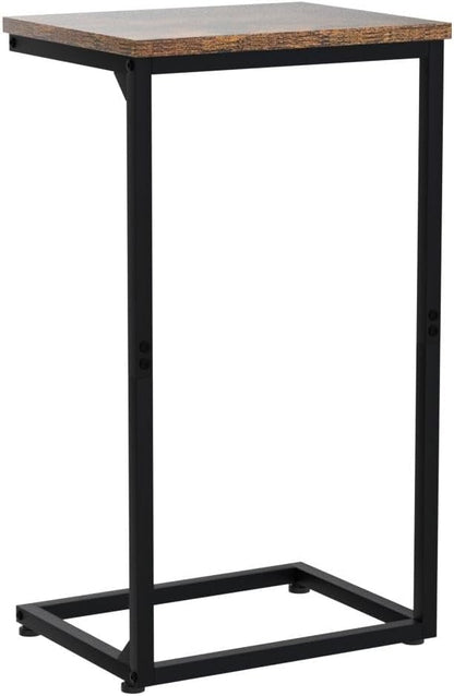 AMHANCIBLE C Shaped End Tables Set of 2, Couch Side Tables that Slide Under Sofa, Slim TV Trays for Living Room and Bedroom, Narrow Space Saving Laptop Workstation, Rustic Brown, HET02BBR