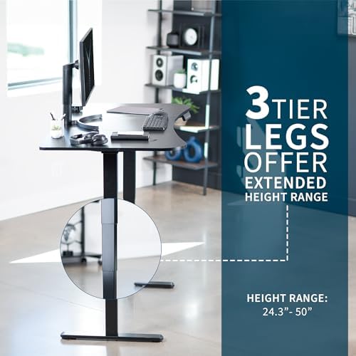 VIVO Electric Dual Motor Standing Desk, 63" x 32" Black Carbon Fiber Top