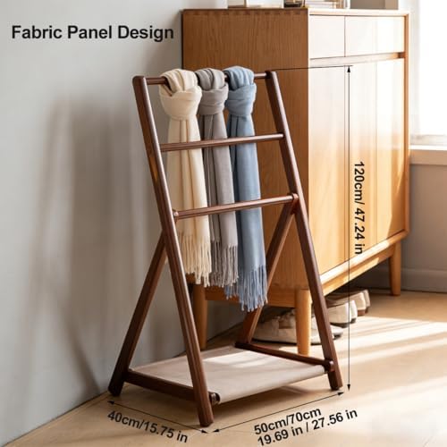 Wood hall tree, Clothes racks for hanging clothes, Collapsible clothing rack, coat rack freestanding for Coats, Hats, Handbags and Scarves, for Entryway(Fabric Panel Style (70cmLength))