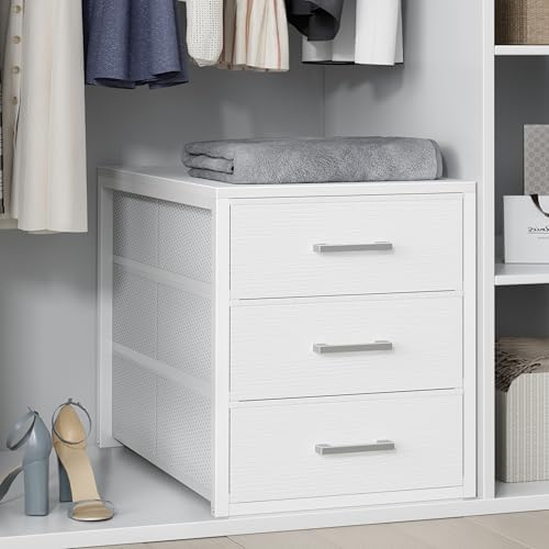 BOLUO Closet Drawers White Fabric 3 Drawer Small Dresser for Closet Organizers and Storage Bedroom Dorm Modern