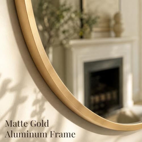 Matte Gold 32x16.5 Inch Asymmetrical Organic Oval Wall Mirror