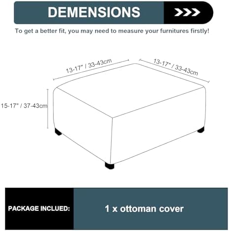 Seat Cushion Cover and Back Covers for Corner Sofa Stretch Jacquard, Non Slip L Shaped Sofa Slipcover with Storage Ottoman, Sectional Couch Cover for Chaise Lounge (Pale grey,Ottoman 15 x 15 x 16”)