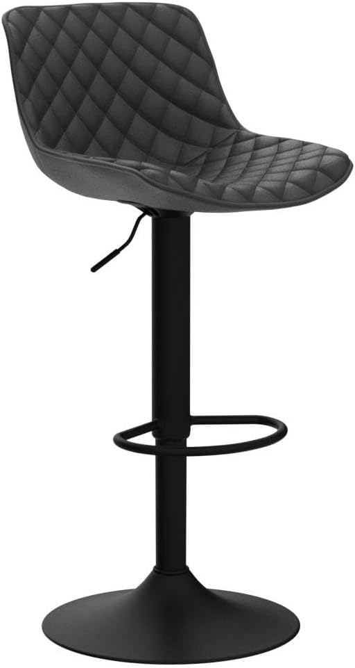 YOUTASTE Black Bar Stools Counter Height Bar Stool Set of 2 Adjustable Swivel Faux Leather Barstools with Padded Back Diamond Metal Bar Chairs for Home Kitchen Island