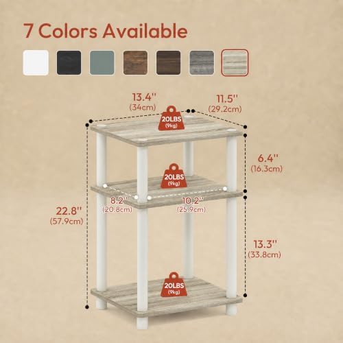 3-Tier End Table, Toolless Assembly Night Stand, Open Shelves Bedside Table, Side Table, for Bedroom, Living Room, Sonoma Oak