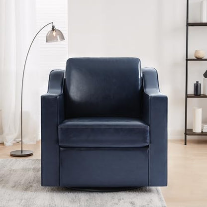 Faux Leather Swivel Accent Chairs Set of 4, Modern Armchair, Navy