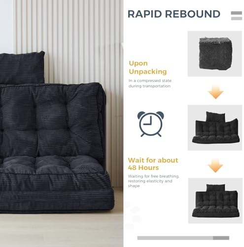 MAXYOYO Folding Sofa Bed, Convertible Chair Couch, Tufted Bean Bag Sofa