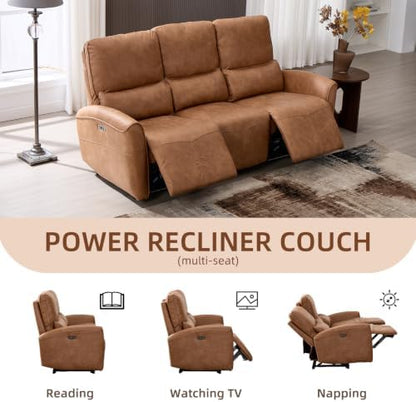 Bonzy Home Power Recliner Sofa Set, 2 Chairs+3 Seat, Brown