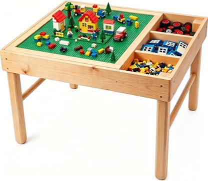 3-in-1 Solid Wood Lego Table for Kids with Storage, Flip Top