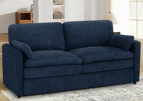 69" Chenille Modern Couch with Cozy & Soft Backrests, Blue