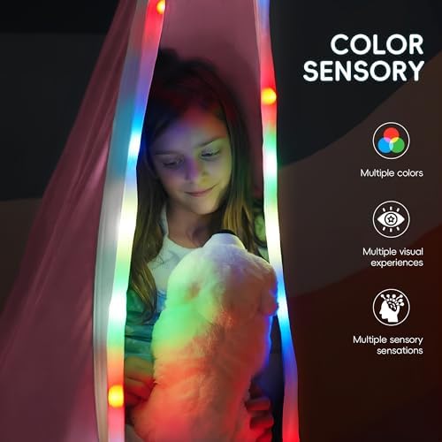 OUTREE Light Up Pod Swing Seat, Sensory Swing with LED Light