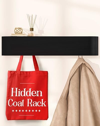 Wall Coat Rack with Shelf - Wall Shelf with Hooks - entryway Hooks - Modern Coat Rack - Wooden Mount for Home Decor - Jacket Hanger - Coat Hanger wall Mount