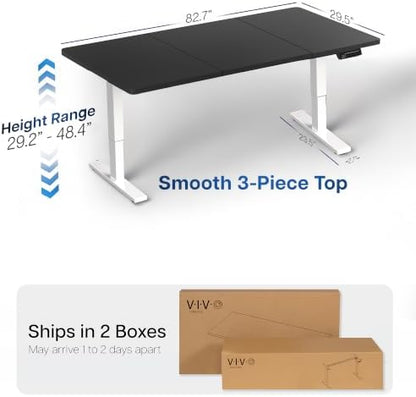VIVO Electric Standing Desk, Smooth 3-Piece 83" x 30" Black Top