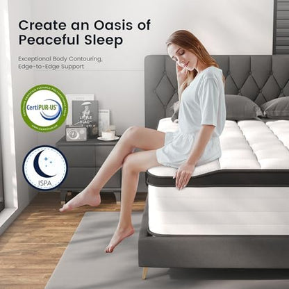 LETMOON 14inch Queen Mattress Hybrid Spring, Medium