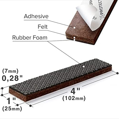 X-PROTECTOR Non-Slip Furniture Pads 8 PC 1”x 4” - Rubber Furniture Grippers