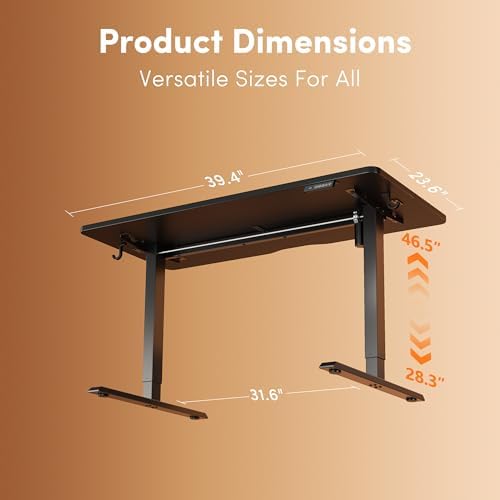 FEZIBO 40" Small Electric Standing Desk Height Adjustable Desk, Black