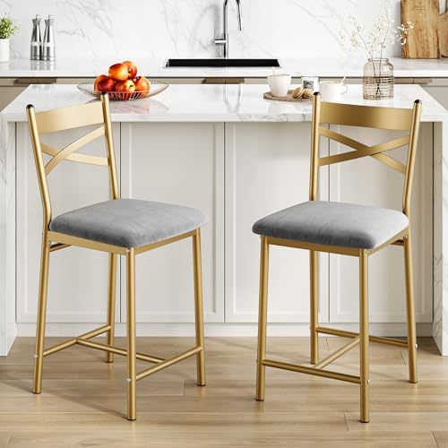 IDEALHOUSE 26" Bar Stools Set of 4, Counter Height Barstools with Back