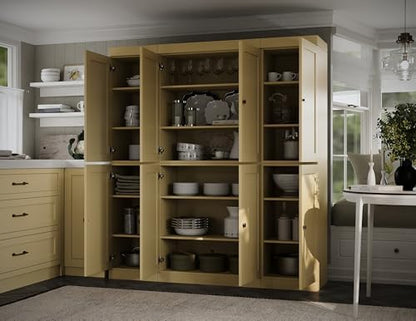 Palace Imports Solid Wood Kitchen Pantry Cabinet – 71.5" Tall x 65" Wide – Wooden Storage Cabinet with 8 Shaker Doors & 12 Adjustable Shelves – Yellow, 100% Eco-Friendly Wood, Made in Brazil