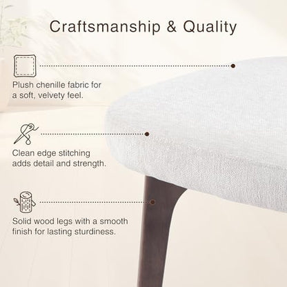 YOUNIKE Wooden Dining Chairs Set of 8, Chenille Fabric Upholstered Dining Room Chairs Kitchen Side Chairs, Farmhouse Dinner Chairs with Solid Wood Legs for Kitchen Dining Vanity, Beige