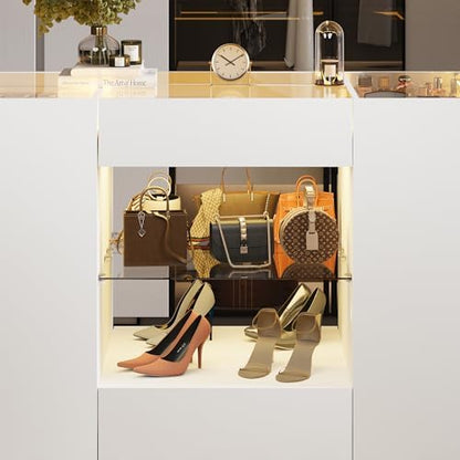 Kikihouse Modern Closet Island with 10 Drawers with LED (White)