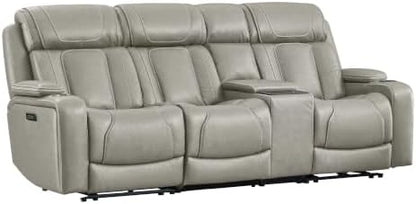 Watson & Whitely Power Reclining Sofa 3-Seat with Console, Light Grey