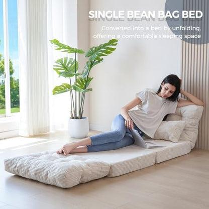 MAXYOYO Folding Sofa Bed, Convertible Chair Couch, Tufted Bean Bag Sofa