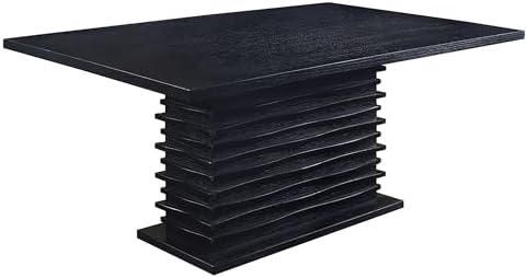 Coaster Home Furnishings - Stanton - Solid Hardwood & Oak Veneer - 66-Inch Rectangular Dining Table with Pedestal Base - Dining Room & Home Kitchen - Black - 102061